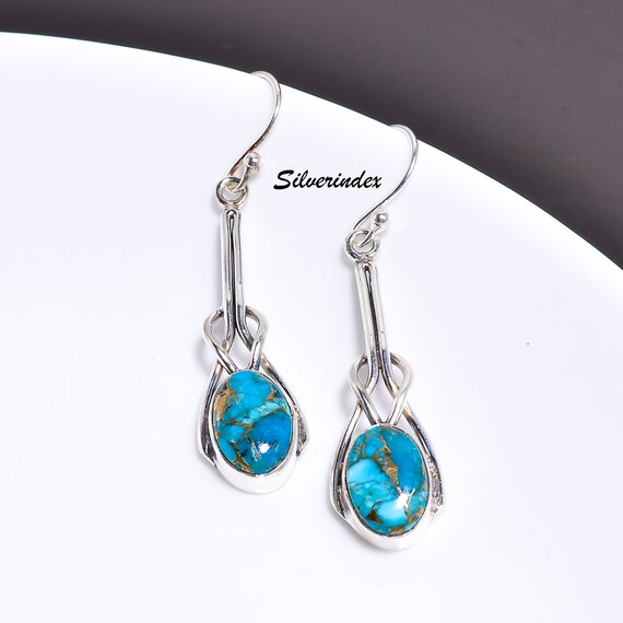 Orecchini Donna In Argento 925 Con Turchese E Nodo Celtico – Gioiello Bohémien Irlandese – Regalo Elegante