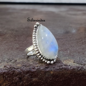 Moonstone Ring, 925 Silver Ring, Tear Drop Stone Ring, Handmade Ring, Boho Ring, Designer Ring, Women Ring Jewelry, Gift For Her