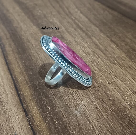 Argento 925 Anello Con Rubino Rettangolare Sovrani Anello Argento