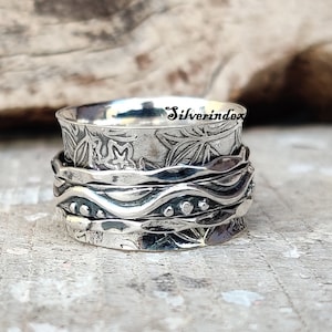 Spinner Ring, 925  Silver Ring, Meditation Ring, Silver Jewelry, Anxiety Ring, Handmade Ring, Worry Ring, Fidget Ring, Gift For Mother