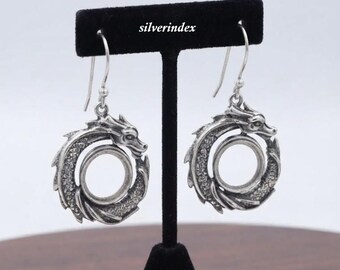 Ouroboros Dragon Earrings, 925 Sterling Silver, Dangle Drop Earrings, Bohemian Style, Gift For Her