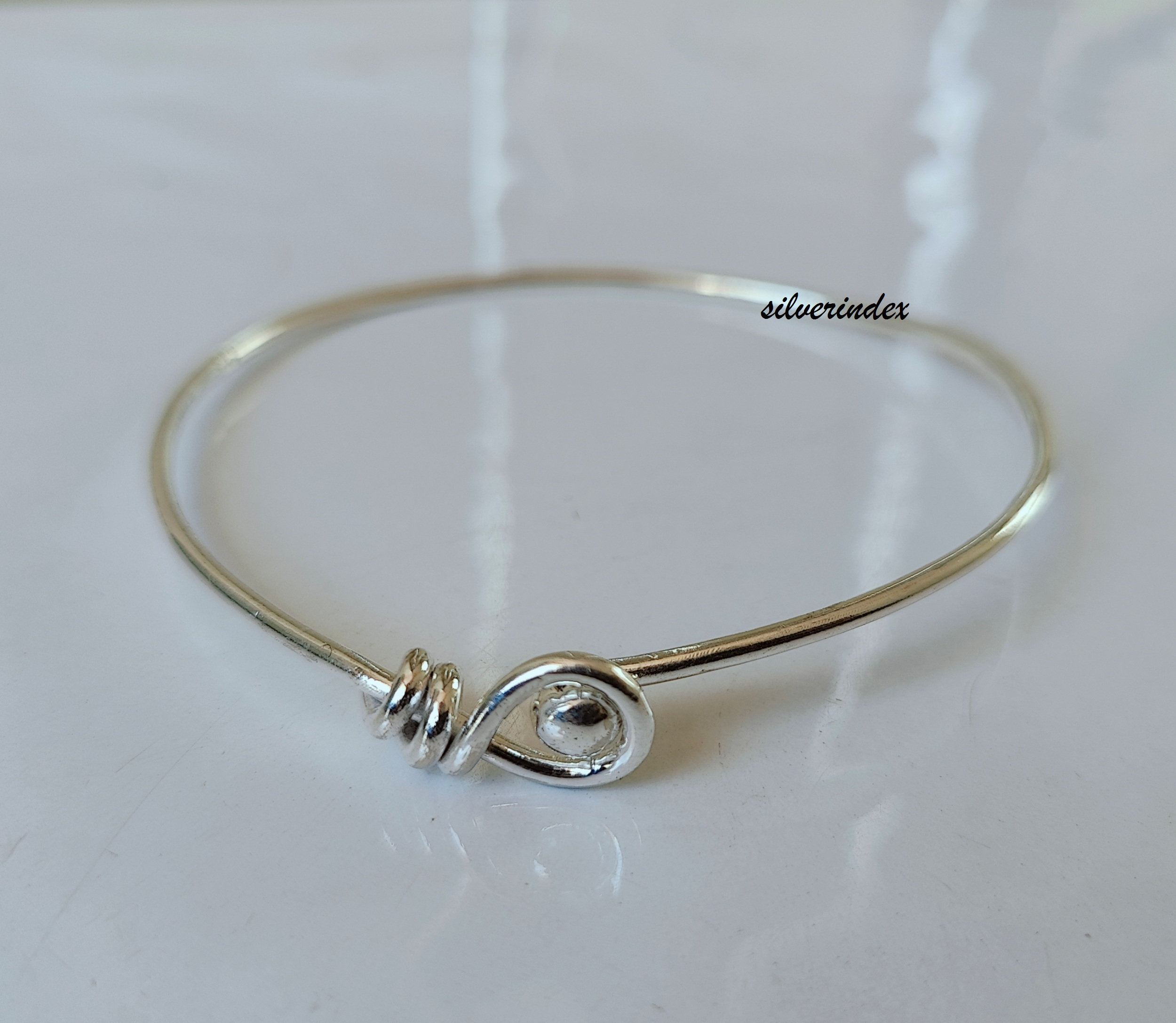 アクセサリー Italy 925 balls cuff bangle Ball Knot 925 Sterling Silver Handmade Bangle, Thin Bangle