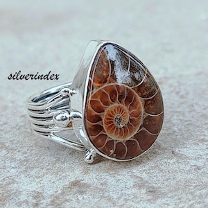 Ammonite  Ring, 925 Sterling Silver Ring, Handmade Ring, Designer Band Ring, New Year Gift For Her, Beautiful Ring, Wedding Gift For Women,