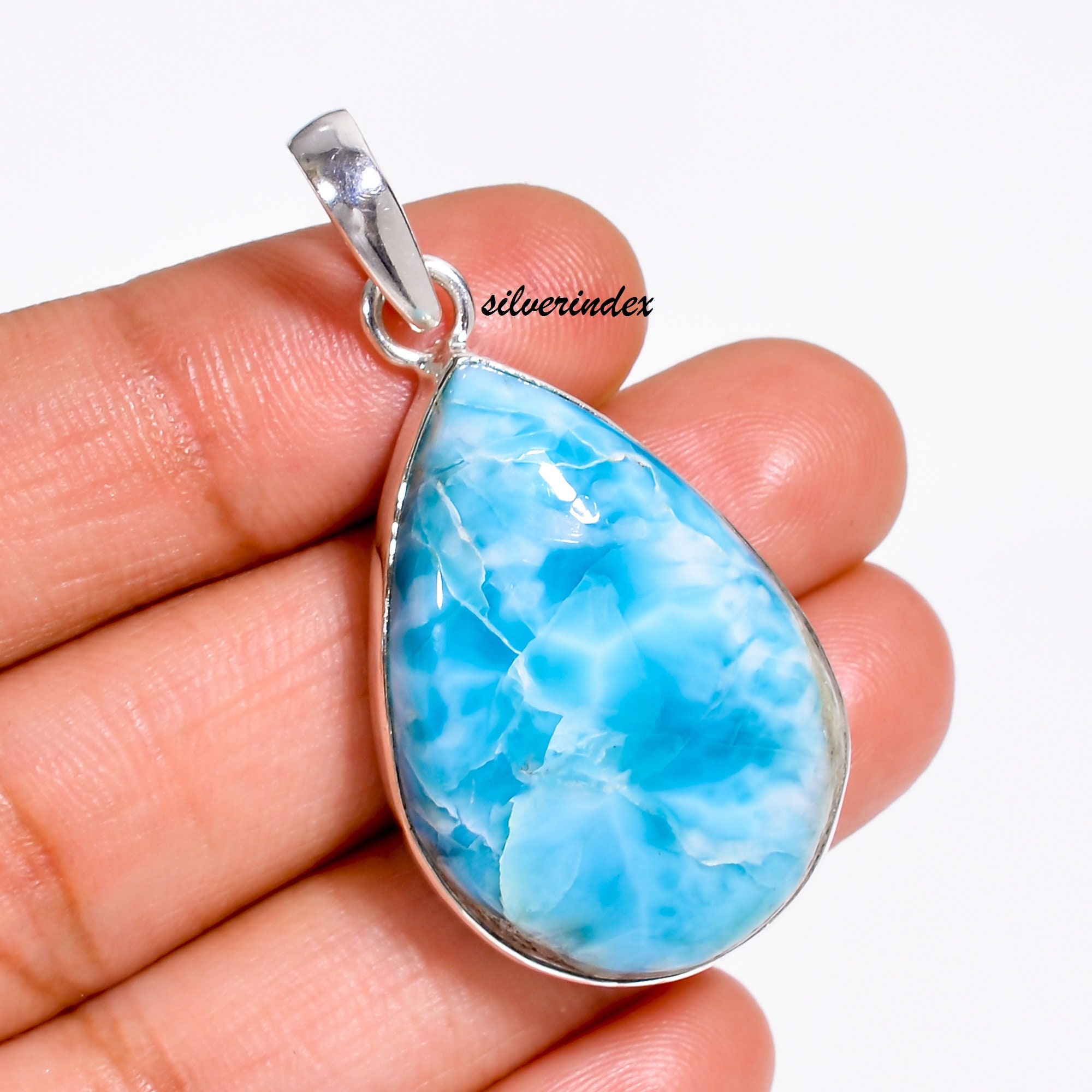 Larimar Pendant, Handmade 925 Silver Pendant, Larimar Jewelry, Pear Gemstone Pendant, Christmas Gifts for Wife, Boho Pendant, Blue Latimar Larimar Pendant, Handmade 925 Silver Pendant, Larimar Jewelry, Pear Gemstone Pendant, Christmas Gifts for Wife, Boho Pendant, Blue Latimar