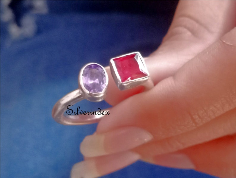 Women Ring Adjustable Ring 925 Silver Ring Engagement Ring Valentine Gift Amethyst Ring Handmade Ring Promise Ring Garnet Ring