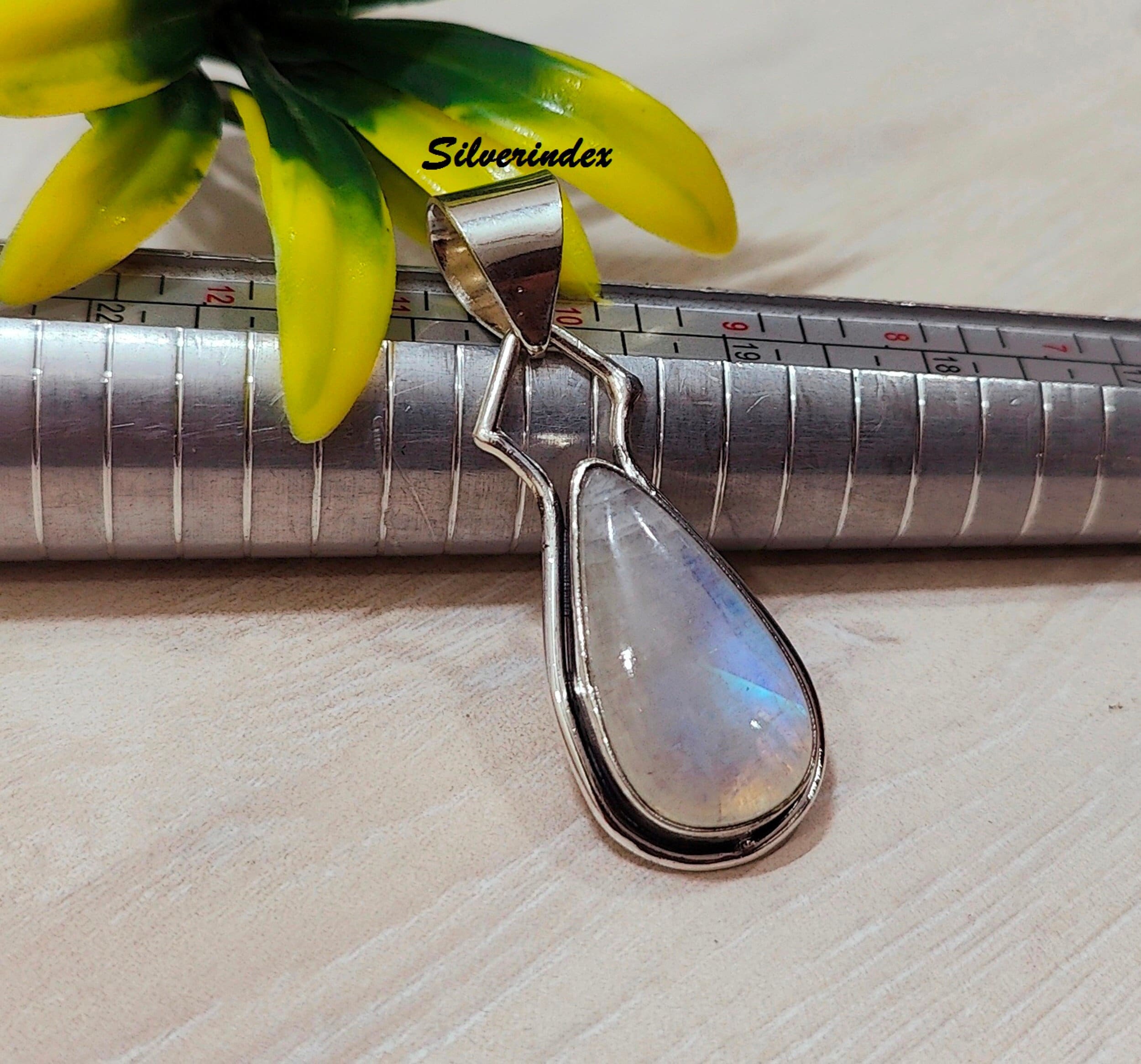 Ciondolo a pera fatto a mano in argento sterling 925 con pietra