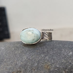 Larimar Ring, 925 Silver Sterling Ring, Beautiful Ring, Oval Stone Shape Ring, Gift Ring, Handmade Ring, Women Ring.