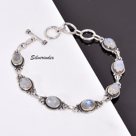 Bracciale rigido in pietra preziosa di pietra di luna, gioielli fatti a mano, bracciale da donna, regalo per lei, regalo di Natale, argento sterling 925 – acquista a prezzi convenienti sul marketplace