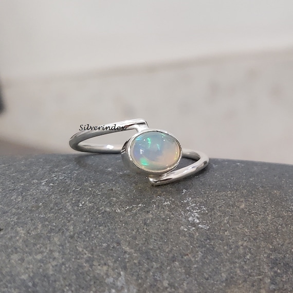 Handmade Opal Ring: 925 Sterling Silver, Bohemian Jewelry