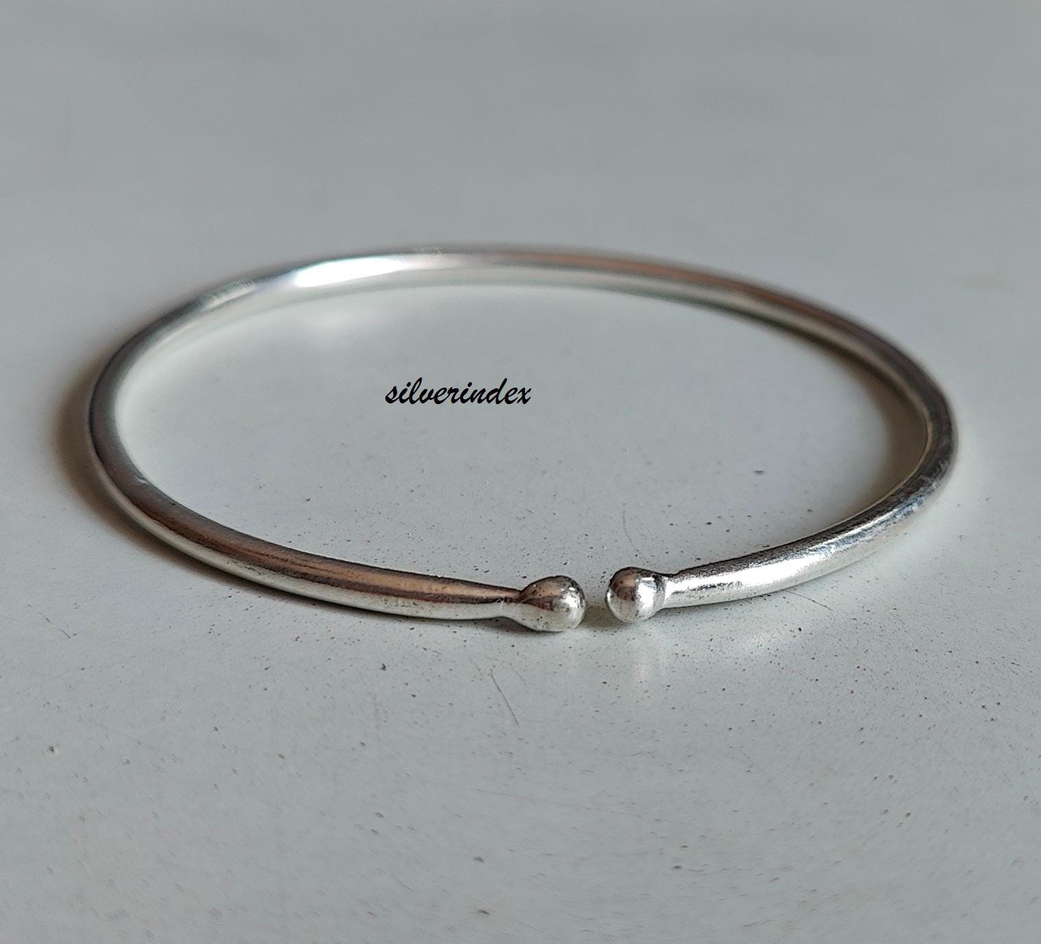 Simple Ball Bangle, 925 Sterling Silver Handmade Bangle
