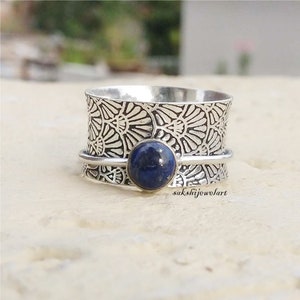 Lapis Lazuli  Spinner Ring, 925 Sterling Silver,  Engagement Ring, Handmade Ring, Meditation Ring,  Ring For Women, Gift Item