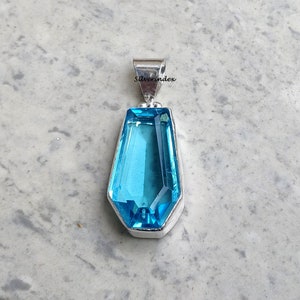 Blue Topaz Pendant, Simple Pendant, Sterling Silver Handmade Pendant, Blue Pendant Jewelry, Beautiful Women Jewelry, Gift Item.