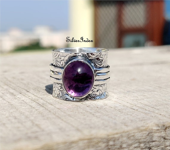 Bague En Argent Avec Grenat Et Améthyste - Taille 54-55 - Sans Marque, Neuve Sans Emballage