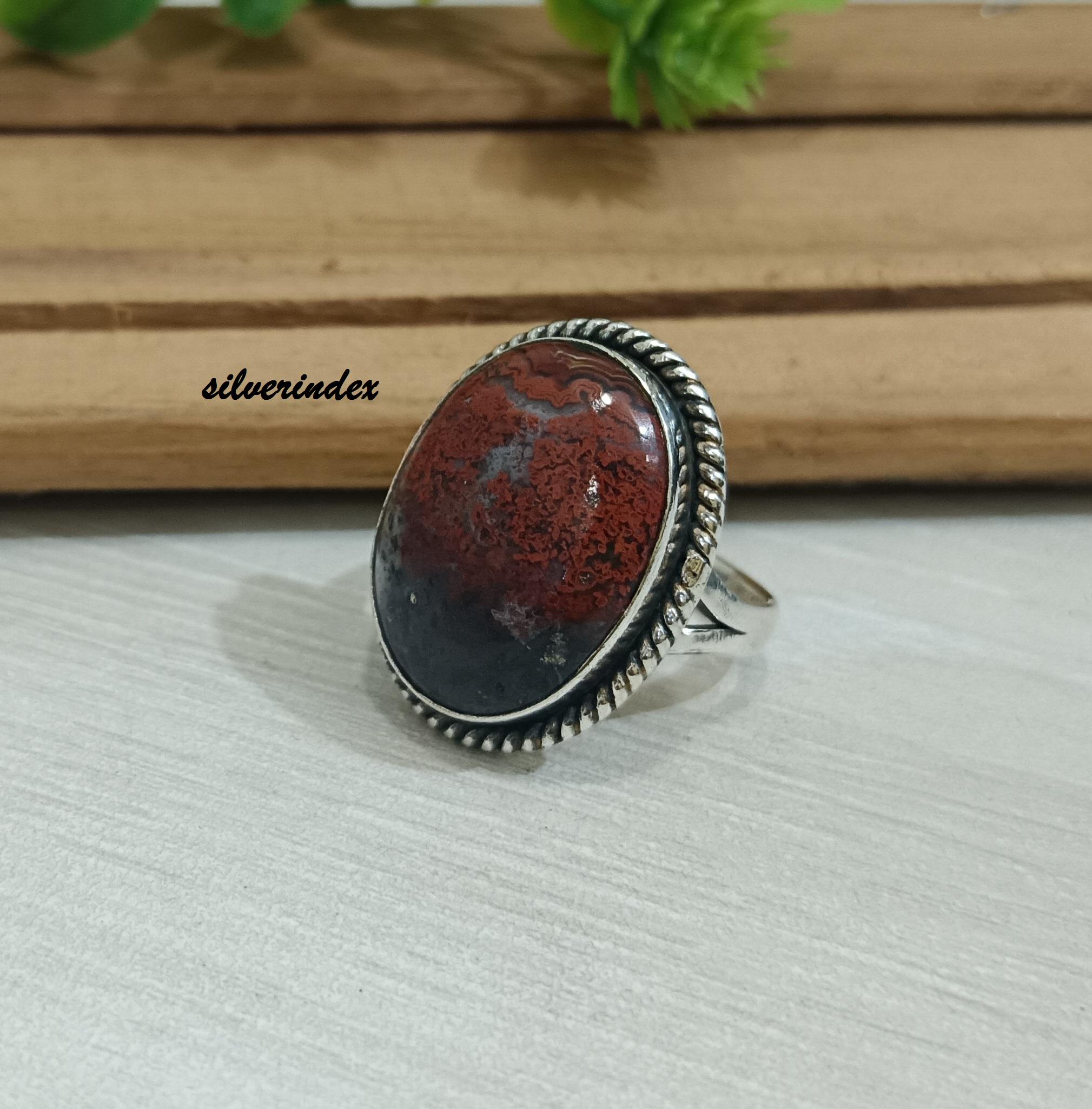 Handmade Oval Bloodstone Ring, 925 Sterling Silver - Etsy