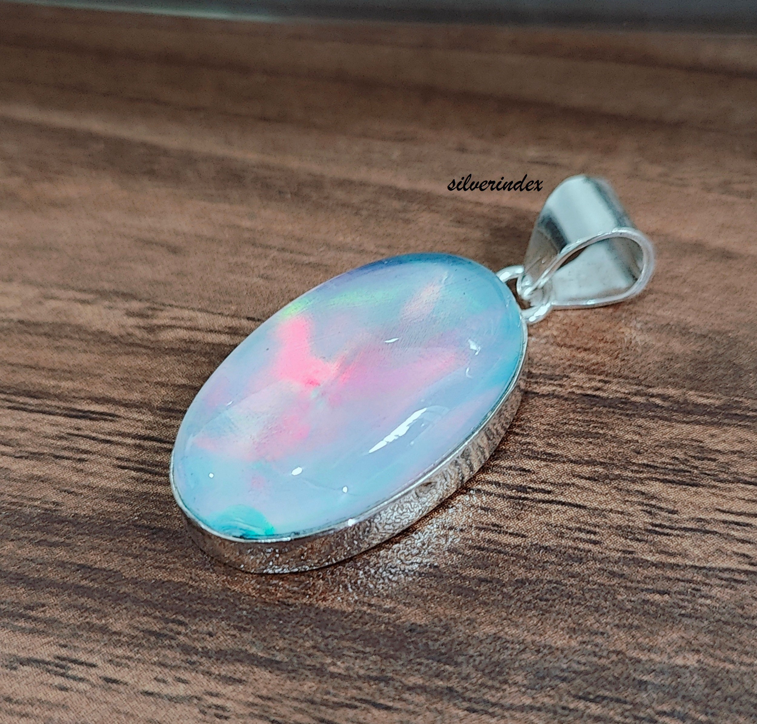 Collana di fiori opali, ciondolo di fiori opali in argento sterling, petali di opale blu CZ, pietra portafortuna di ottobre, gioielli da sposa da sposa, regalo per ragazze di fiori