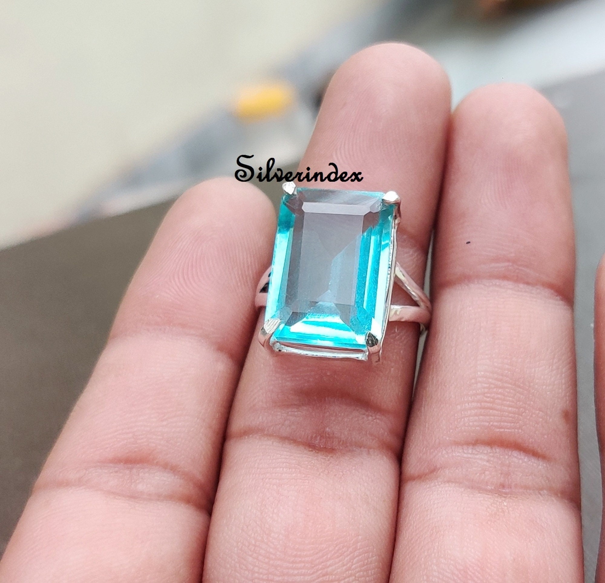 アクセサリー wizble Pinky Ring Aquamarine Silver925 Aquamarine Gemstone 925 Silver Women's Fine Blue Ring Pear
