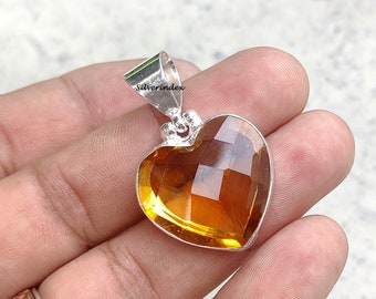 Citrine Heart Pendant - Etsy
