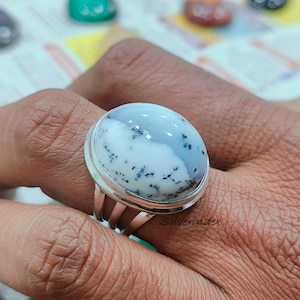 Dendritic Agate Ring, Ring For Men&#39;s & Women, Multi Band 925 Silver Ring, Statement Ring, Handmade Wedding  Ring, Women Ring, Gift For Her..