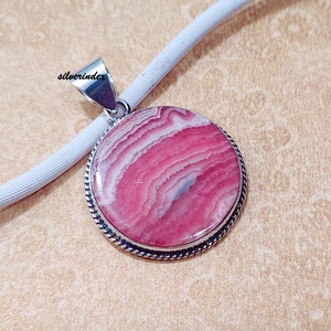 Good Looking  Pink Rhodochrosite Pendant, Women Gift  Jewelry, Rhodochrosite With 925 Sterling Silver, Round Shape, Designer pendant,