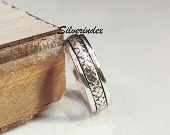 Bague tournante en argent sterling faite main, bague anxiété anxiété méditation