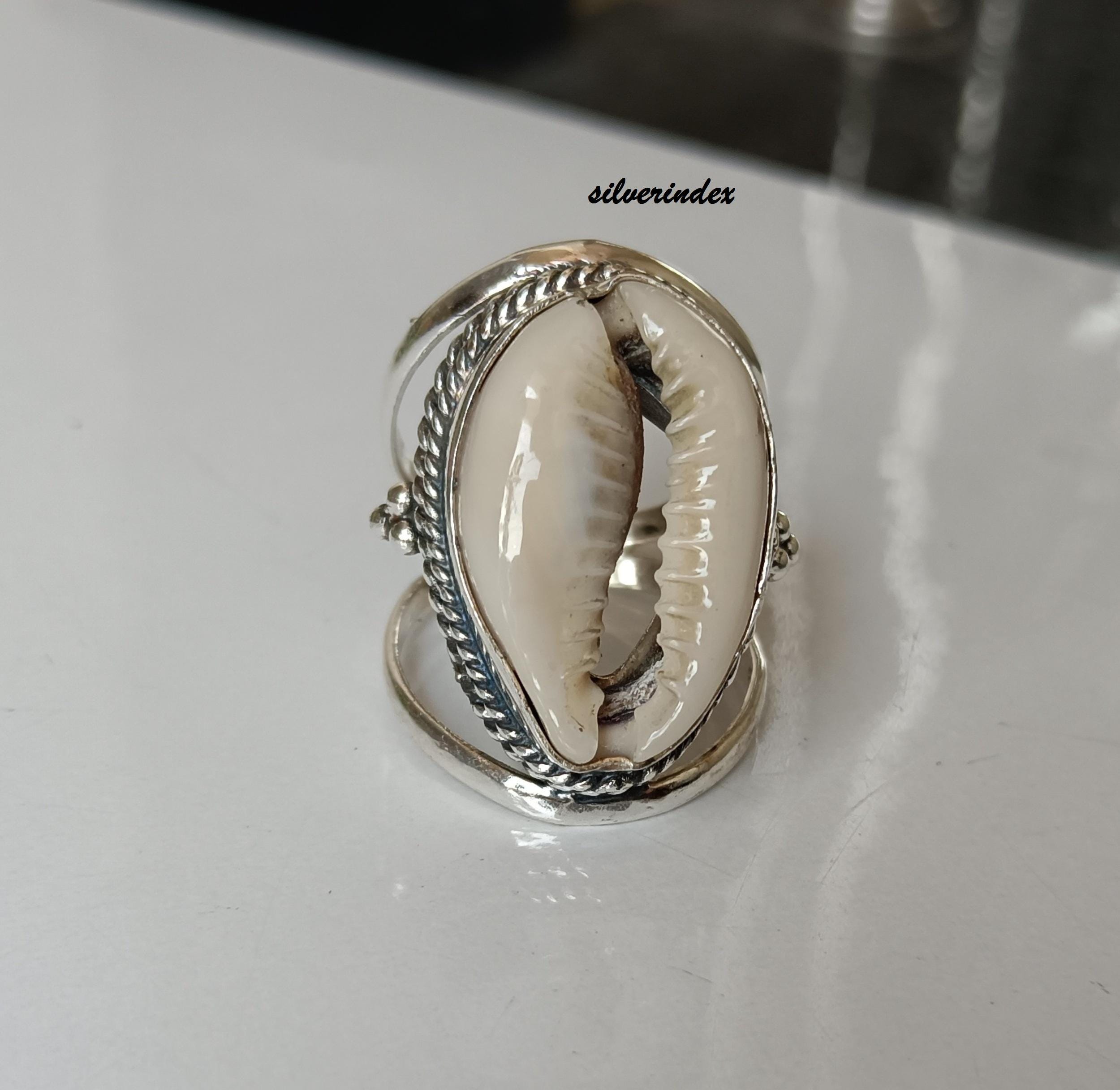 Cowrie Shell Ring, 925 Sterling Silver Bohemian Jewelry Gift for Women ...