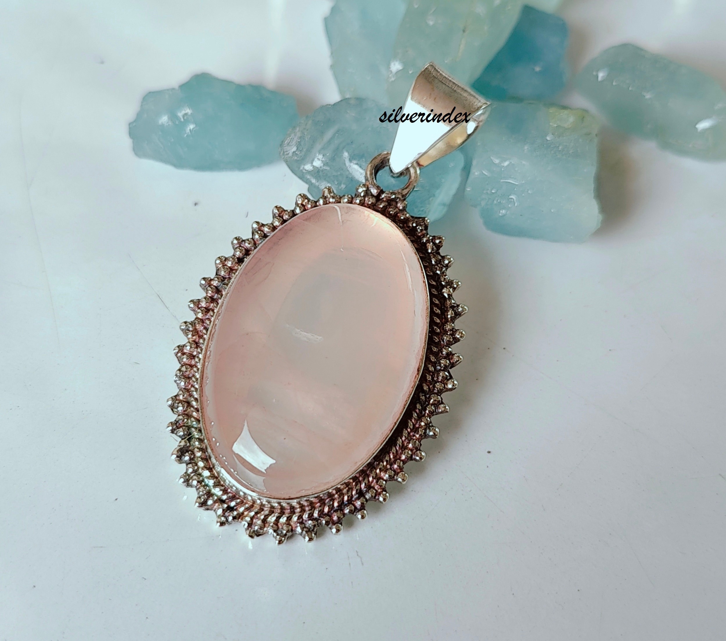 Collana Con Ciondolo In Quarzo Rosa Naturale - Catena 61 Cm In Rame | Gioiello Unisex Con Pietra Irregolare - Foto 3