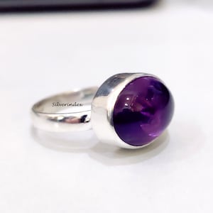 Solid Silver Amethyst Gemstone  Ring,  Minimalist Ring, Handmade Ring, Women Ring, Bohemian Ring, Promise Ring, Gift For Her, Women Jewelry