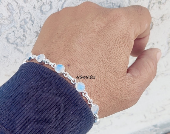Braccialetto Bracciali portafortuna in argento sterling 925 for donna Bracciale tennis lucido Luxurio Gioielli Compleanno Anniversario for mamma, Lunghezza catena regolabile 9,1 pollici ( Color : 10 O