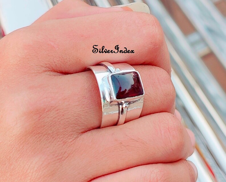 Moonstone Wide Band Ring Fire Stone Ring Sterling Silver Etsy