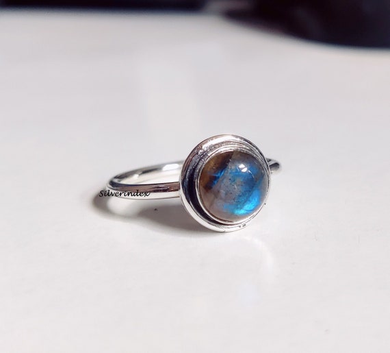 Labradorite Ring, Silver Band Ring, 925 Sterling Silver