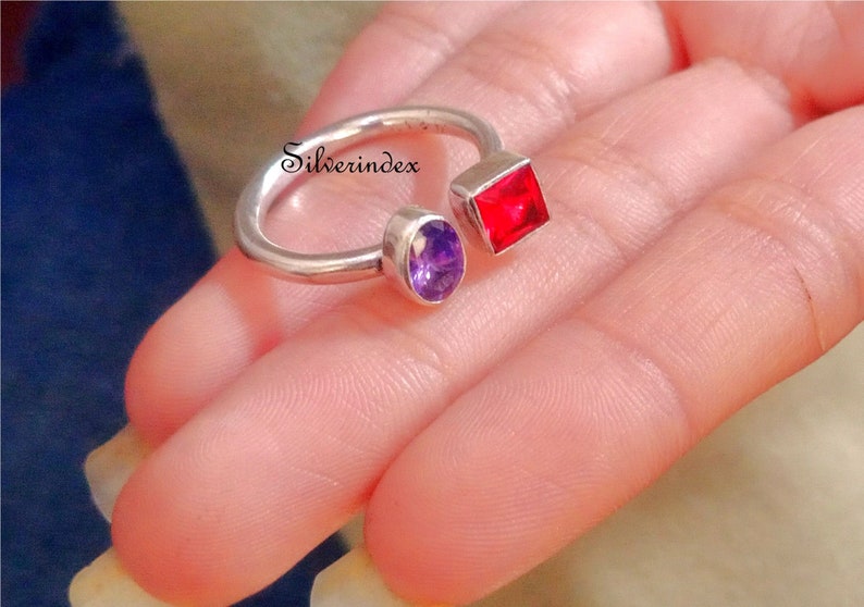 Women Ring Adjustable Ring 925 Silver Ring Engagement Ring Valentine Gift Amethyst Ring Handmade Ring Promise Ring Garnet Ring