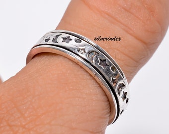 Boho-Magic Anillo giratorio de plata de ley 925 para mujer