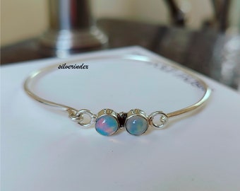 オパールキャットブレスレット：ジルコンフラワー付きスターリング