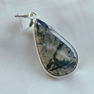 Moss Agate Necklace, Moss Agate Pendant, 925 Silver Jewelry, Christmas Gifts For Mom, Moss Agate Jewelry, Handmade Pendant, Women Pendant