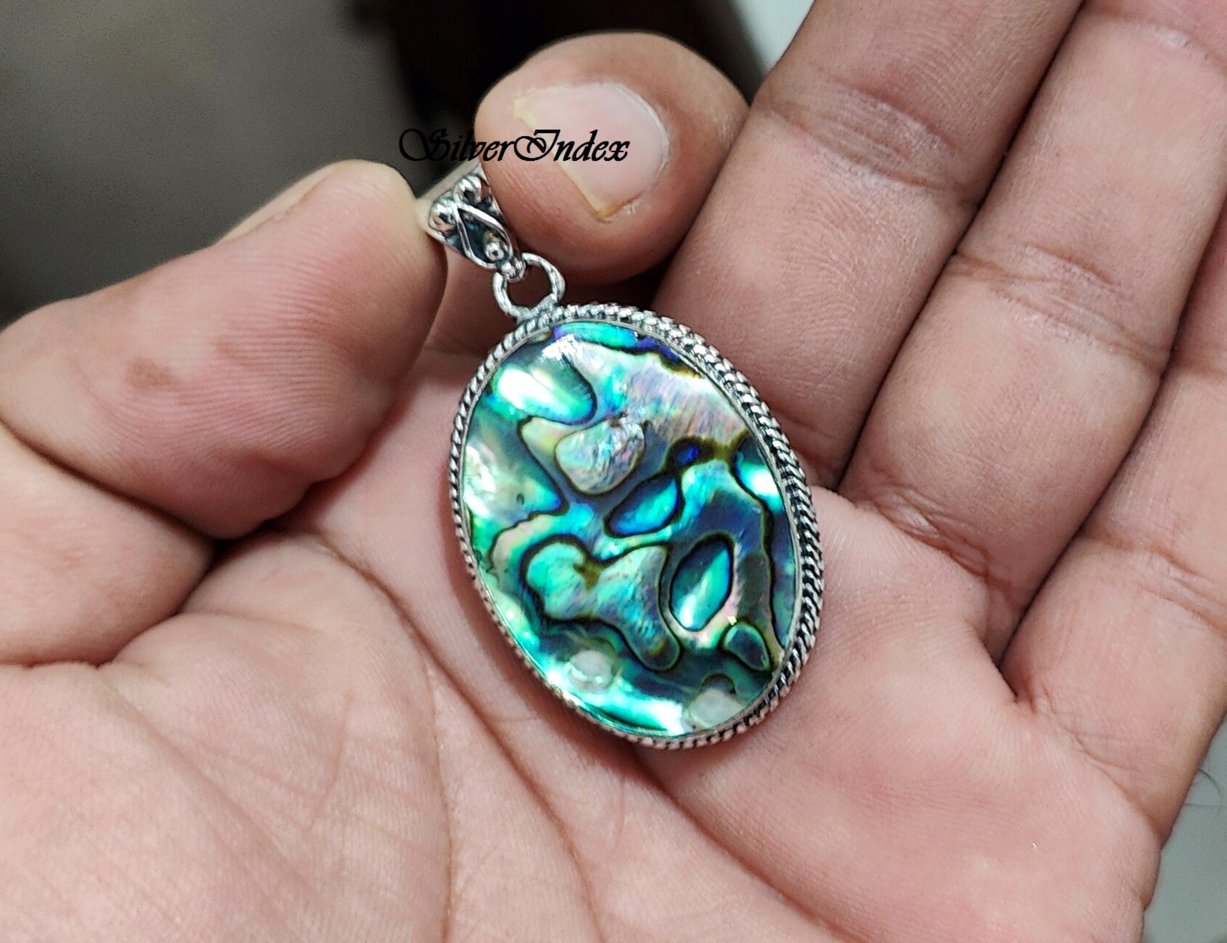 Anhänger, Sterling 925 Muschel Schmuck Designer Abalone Boho Abalone Halskette, ... Geschenk Silber, Anhänger Frauen Anhänger Anhänger, Muschel Stein mit