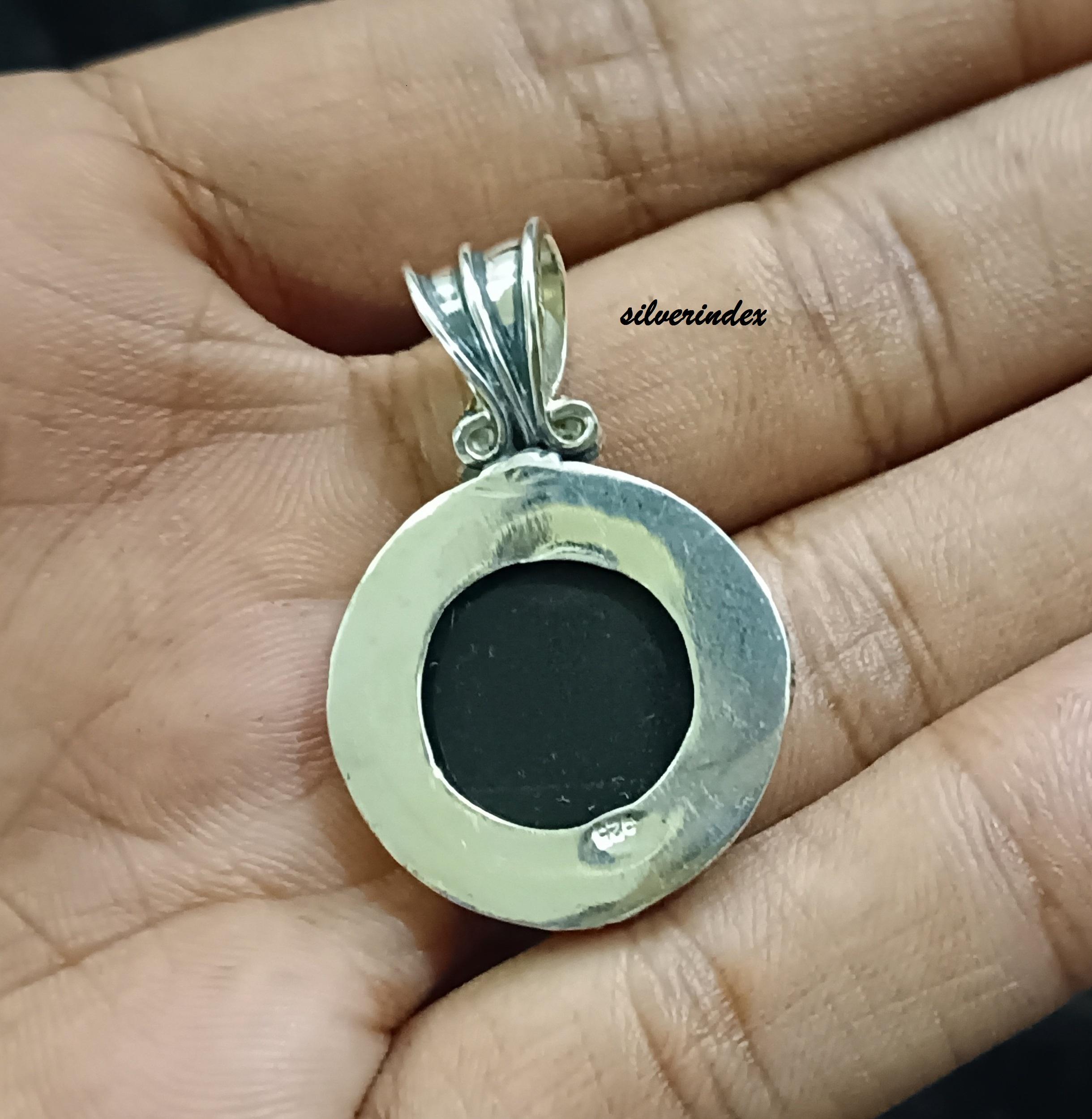 Ciondolo In Argento 925 Con Onice Nera A Forma Di Cuore, Fatto A Mano In India, Regalo Matrimonio, 18 Pollici