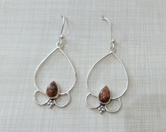 Mahogany Obsidian Gemstone Drop Earrings, 925 Sterling Silver * Handmade Jewelry Gift For Valentine Day