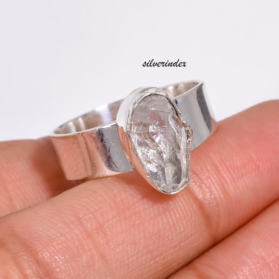 ハンドメイドハーキマーダイヤモンド925スターリングシルバーリング
