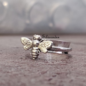 Honeybee Ring, 925 Silver Ring, Meditation Rings, Anxiety Ring, Fidget Women Ring, Bee Ring, Bee Jewelry, Tiny Bee Spinner, Gift Ring