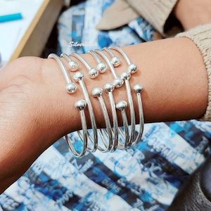 Set Of 7 Thick West Indian Silver Bangles, Bangles Set For Girls, West Indian Design Bangles, Wedding Boho Bangles for women, Gift For Mom