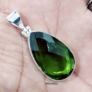 Beautiful Peridot Pendant, 925 Sterling Silver Peridot Pendant, Peridot Gemstone  Pendant, Pear Shape Necklace, Silver Necklace Gift For Her