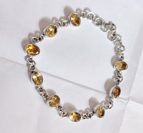 Sterling Silver Citrine Bracelet Beautiful Citrine Handmade Jewelry Citrine Bangle Bracelet Jewelry Women Gift Christmas Birthday Gift Etsy