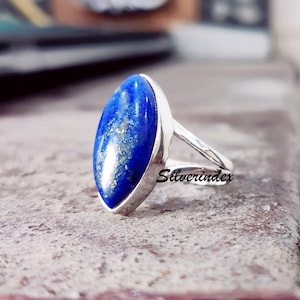 Beautiful Lapis Lazuli Ring, 925 Sterling Silver, Lapis Marquise Shape Ring, Statement Ring, Lapis Ring, Lapis Jewelry for Women, Gift Ring