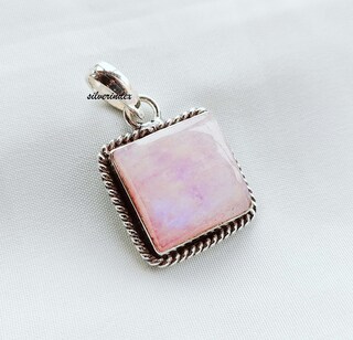 Collana Con Ciondolo In Argento 925 E Quarzo Rosa Naturale, Pietra A Goccia Incastonata A Mano, Gioiello Donna