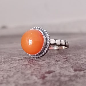Carnelian Ring, 925 Silver Ring, Handmade Ring, Gemstone Ring, Engagement Ring, Orange Stone Ring, Eternity Band Ring, Boho Ring, Gift Item