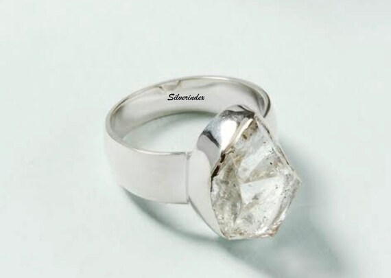 希少な石。ラグジュアリーリング ＃ハーキマーダイヤモンド ハーキマーダイヤモンドリング：原石、925スターリングシルバー - Etsy