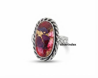 Red Rose Dahlia Ring, 925 Sterling Silver, Oval Shape Gemstone Ring, Women Jewelry, Gifts