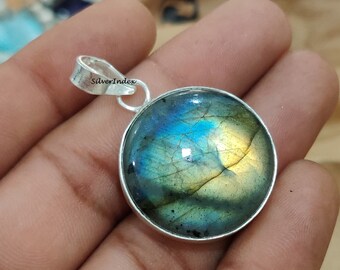 Ciondolo Artigianale In Argento 925 Con Labradorite Naturale - Fatto A Mano In India