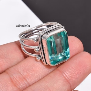 Aquamarine Ring, Silver Band Ring, 925 Sterling Silver, Gemstone Ring, Promised Ring, Popular Ring, Handmade Ring, Women Ring, Gift For Her