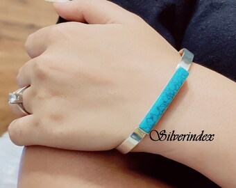 T*R様 ターコイズ シルバー カフバングル ターコイズスターリングシルバーカフバングル：調節可能なオープン